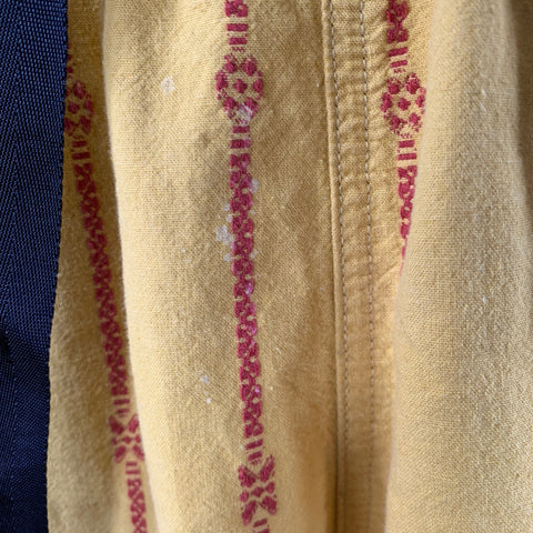KAPITAL Size M Yellow Orange Stripe Cotton Linen Drawstring Shorts