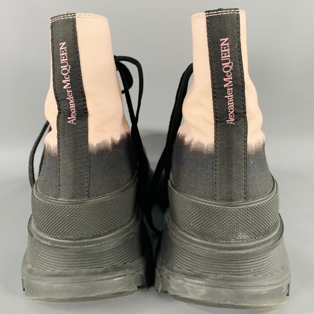 ALEXANDER MCQUEEN Size 9 Black Pink Color Block Mixed Materials Lace-Up Boots s-l1200.jpg main image 4