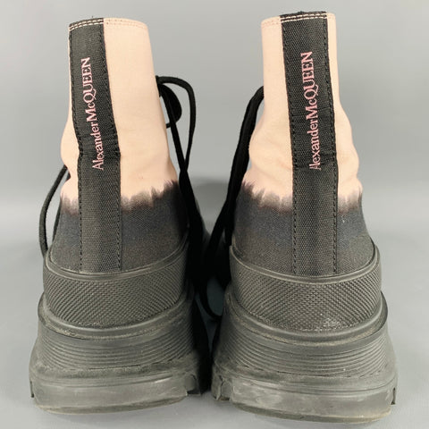 ALEXANDER MCQUEEN Size 9 Black Pink Color Block Mixed Materials Lace-Up Boots