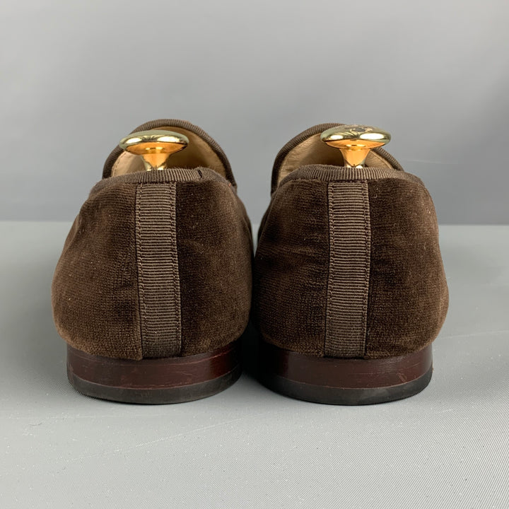 STUBBS & WOOTTON Size 9.5 Brown Velvet Slip On Loafers