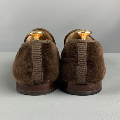 STUBBS & WOOTTON Size 9.5 Brown Velvet Slip On Loafers