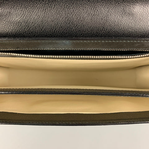 BRIONI Black Leather Brass Briefcase Bag