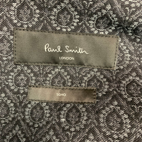 PAUL SMITH Size 40 Grey Black Jacquard Cotton Linen Sport Coat