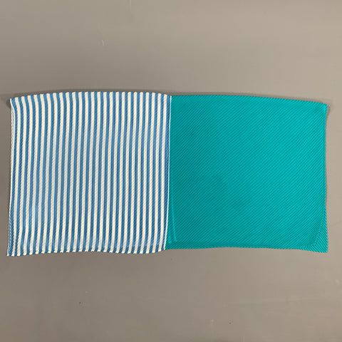 PLEATS PLEASE by ISSEY MIYAKE Blue Teal Pleated Polyester Scarves & Shawls