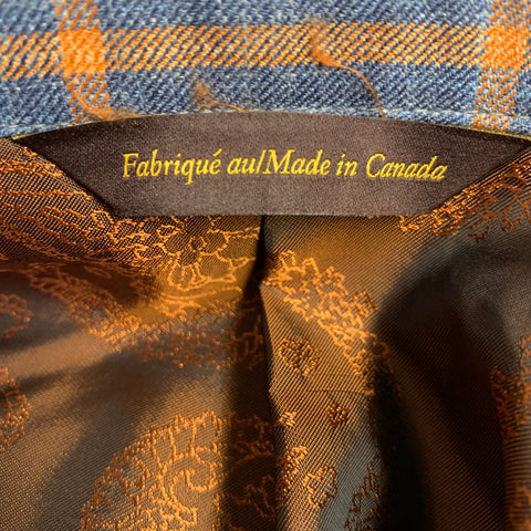 ROBERT TALBOTT Size 42 Blue Orange Window Pane Notch Lapel Sport Coat