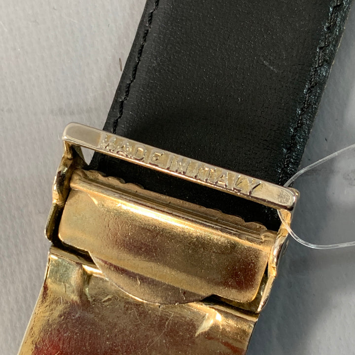 YVES SAINT LAURENT Vintage Size 37 Grey Silver Leather Belt
