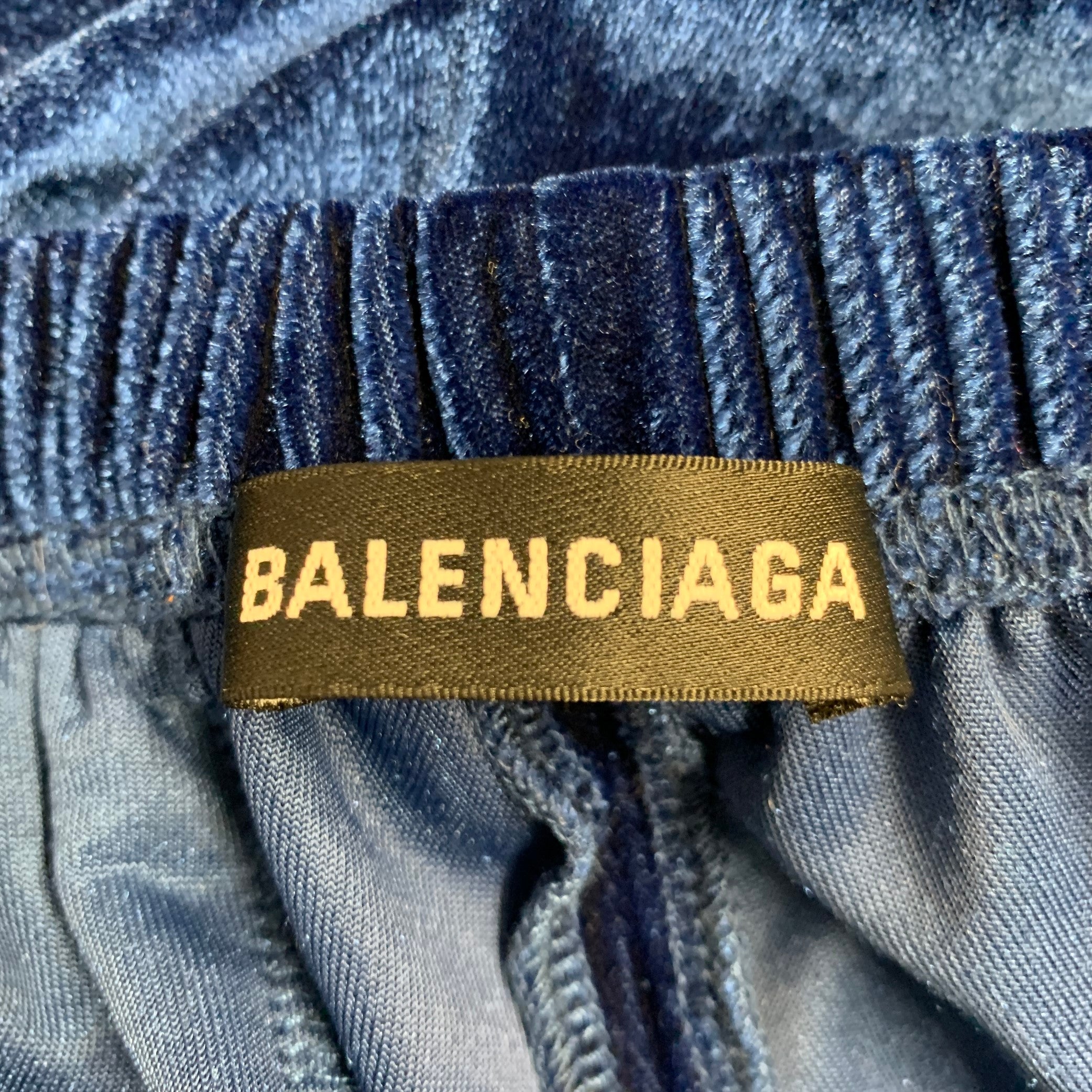 BALENCIAGA Size S Blue Velvet Polyester Blend Drop Crotch Casual