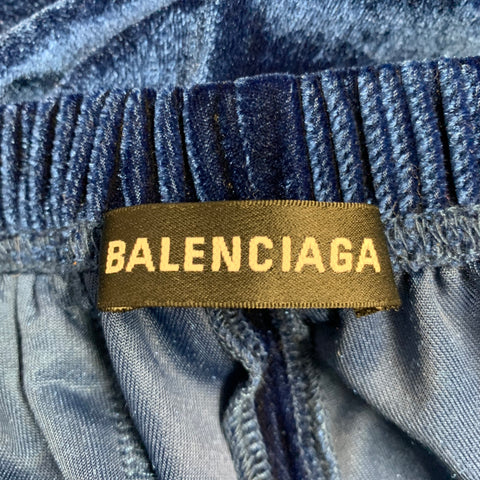 BALENCIAGA Size S Blue Velvet Polyester Blend Drop Crotch Casual Pants