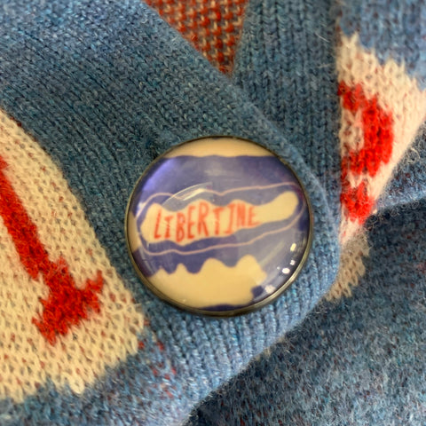 LIBERTINE Size S Light Blue Red Cashmere Cardigan