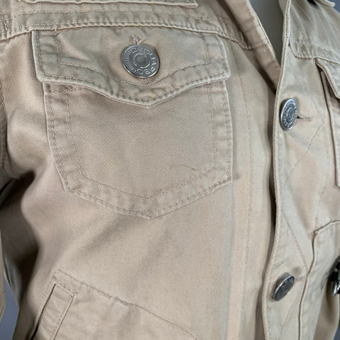 DSQUARED2 Size S Beige Twill Cotton Button Up Jacket