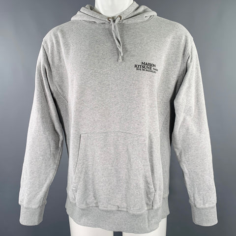 Sweat à capuche MAISON KITSUNE taille M, gris chiné, coton noir