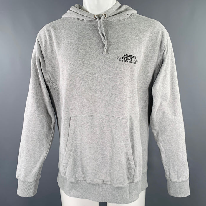 Sweat à capuche MAISON KITSUNE taille M, gris chiné, coton noir