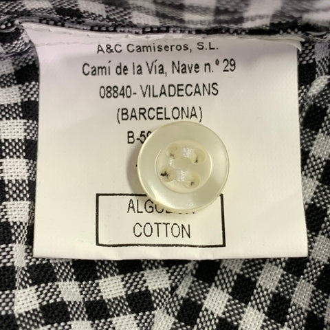 BARNEY'S NEW YORK Size M Black White Checkered Cotton Long Sleeve Shirt