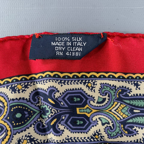 POLO by RALPH LAUREN Navy Green Abstract Floral Silk Pocket Square