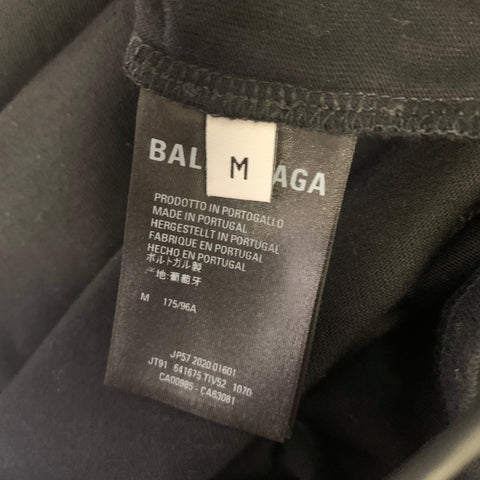 BALENCIAGA Size M Black Logo Cotton Crew-Neck T-shirt