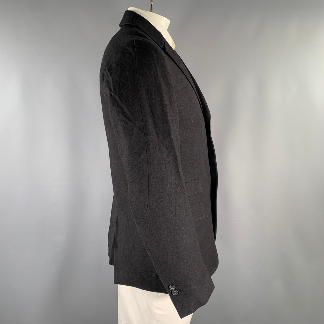 WOOSTER + LARDINI Size 42 Regular Black Flax Wool Sport Coat