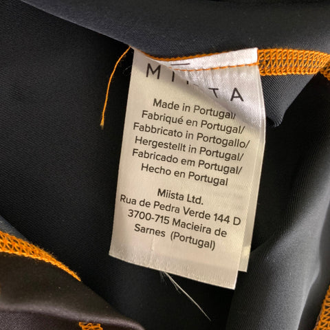 MIISTA Size S Black Orange Nylon Blend Contrast Stitch Casual Top