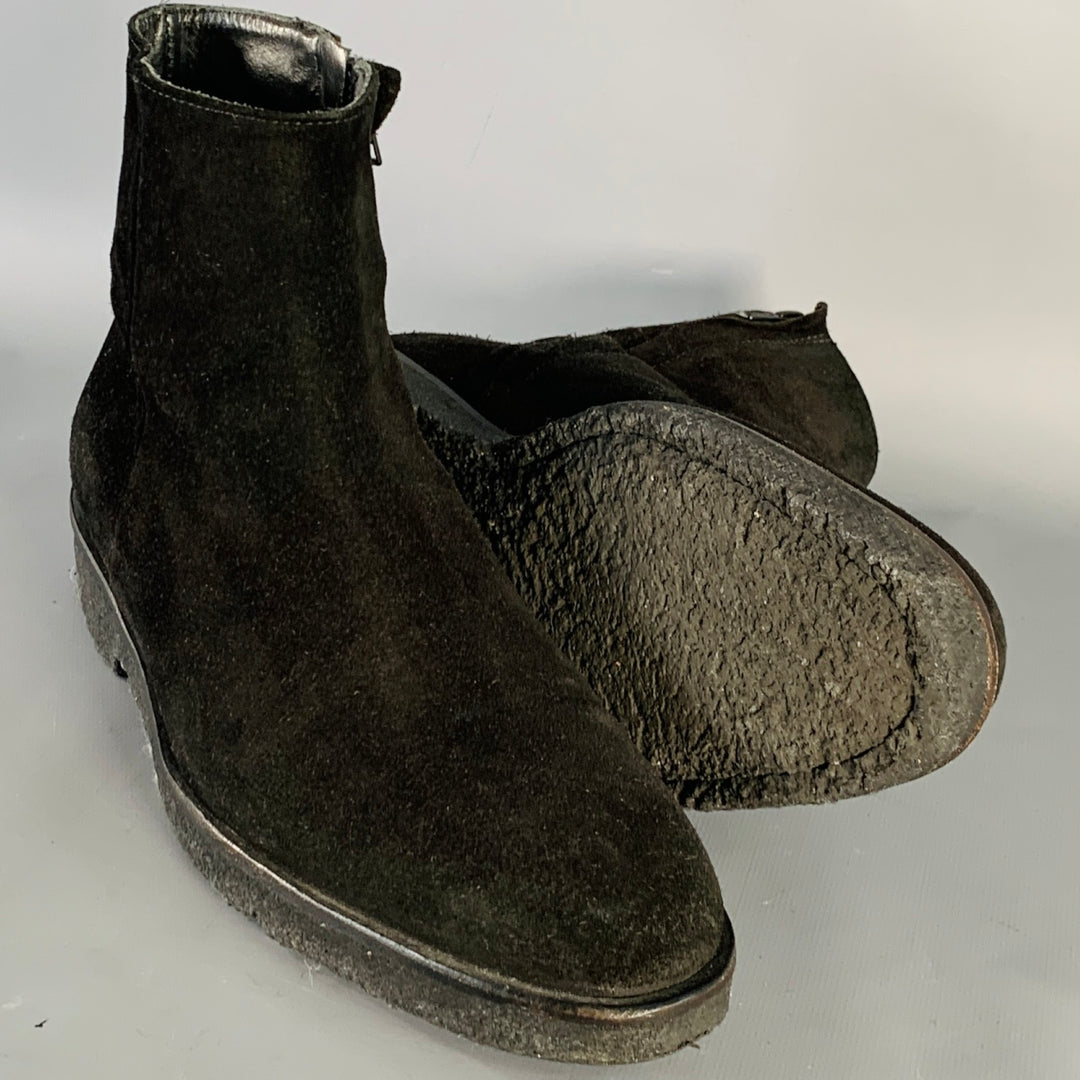 COMMON PROJECTS Size 8 Black Suede Side Zipper Ankle Boots