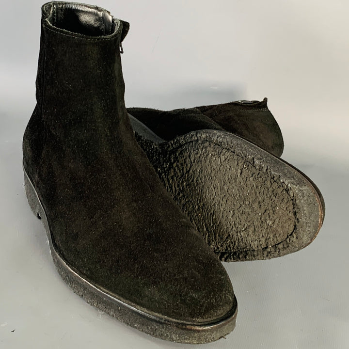 COMMON PROJECTS Size 8 Black Suede Side Zipper Ankle Boots