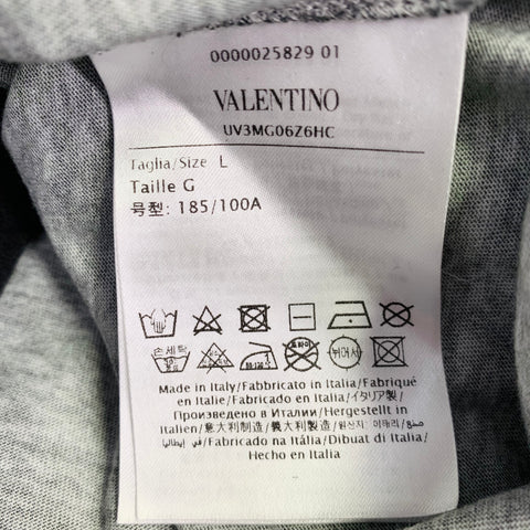 VALENTINO 2020 Size L Green Black White Tie Dye Logo Cotton Crew Neck T-shirt