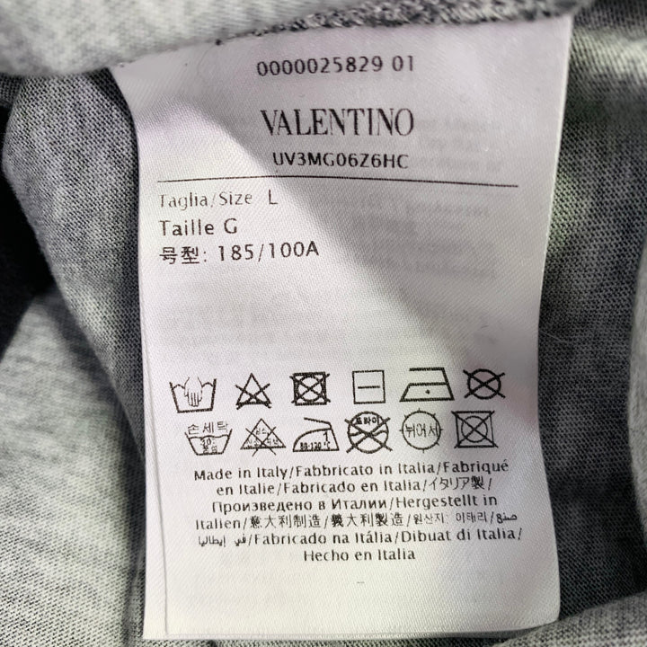 VALENTINO 2020 Size L Green Black White Tie Dye Logo Cotton Crew Neck T-shirt