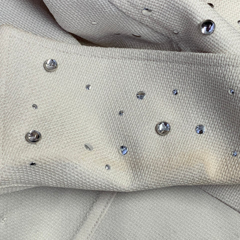 XU ZHI Size M Cream Silver Polyester Studded Zip Up Blouson Jacket
