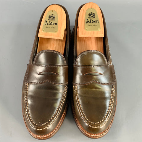 ALDEN Size 6.5 6717 Brown Cordovan Leather Penny Loafers