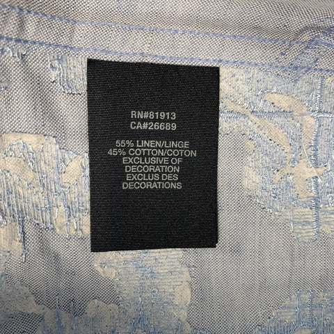 ROBERT GRAHAM Size L Light Blue Embroidery Cotton Button Up Short Sleeve Shirt