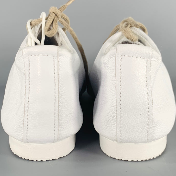 CROWN Size 9 White Leather Lace-Up Shoes