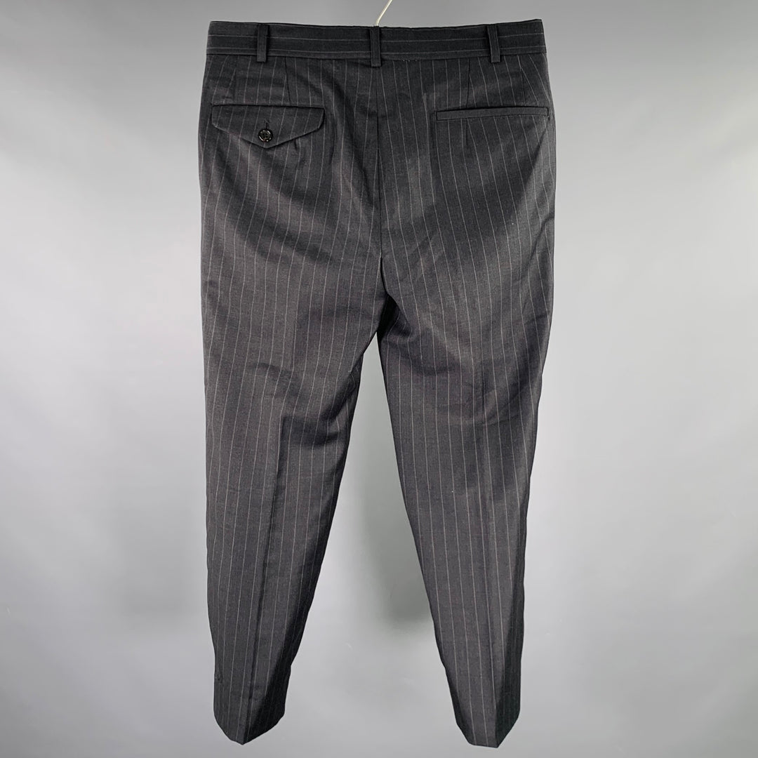 slim fit dress slacks Slim Fit Striped Gray Trousers – HolloMen
