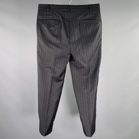 COMME des GARCONS Size XS Grey Charcoal Pinstripe Wool Pleated Dress Pants