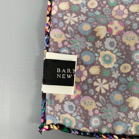 BARNEY'S NEW YORK Multi Color Floral Silk Blend Satin Pocket Square