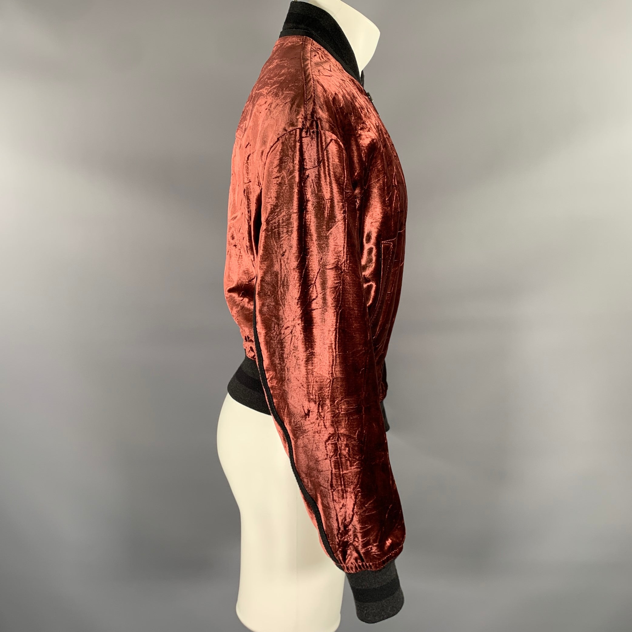 HAIDER ACKERMANN Size M Burgundy Velvet Rayon Bomber Jacket – Sui