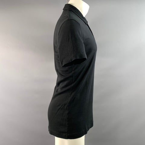 DOLCE & GABBANA Size M Black Solid Cotton Pointed Collar Polo