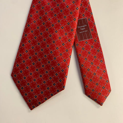 ERMENEGILDO ZEGNA One Size Red Blue Silk Tie