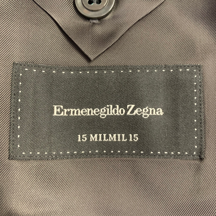 ERMENEGILDO ZEGNA Size 48 Long Grey Charcoal Window Pane Wool Sport Coat