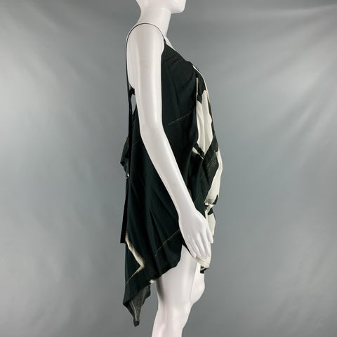 ANN DEMEULEMEESTER Talla 6 Top casual abstracto de viscosa blanco negro