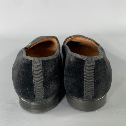STUBBS & WOOTTON Size 9 Black Velvet Embroidered Loafer Flats