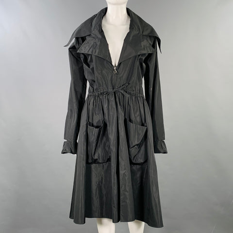 LAGERFELD Size 8 Black Silk Coat