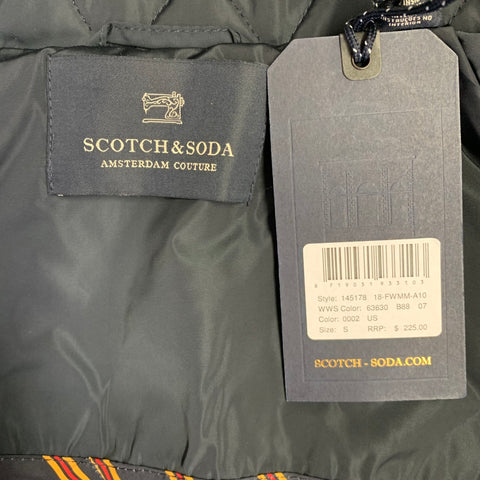 SCOTCH AND SODA Size S Navy Quilted Polyester Hidden Zipper Jacket