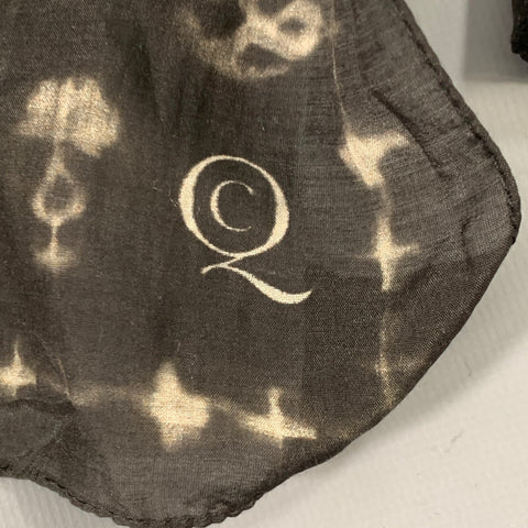 ALEXANDER MCQUEEN Black Grey Shibori Skull Scarf