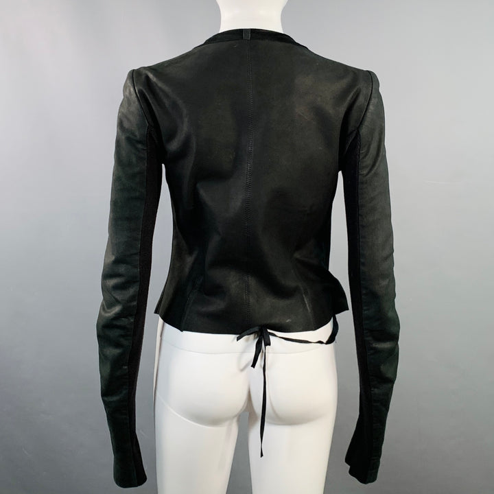 RICK OWENS Size 8 Black Lambskin Leather Biker Jacket