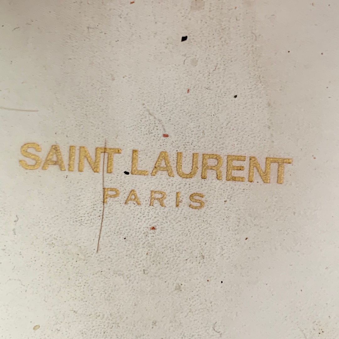 SAINT LAURENT Size 7 White Silver Leather Studded Low Top Sneakers