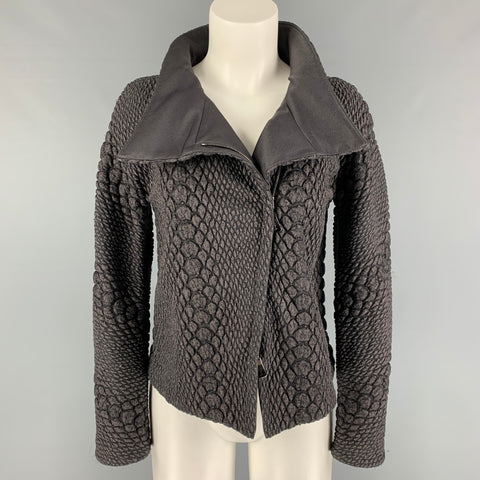 GIORGIO ARMANI Size 4 Charcoal Grey Wool Blend Textured Jacket