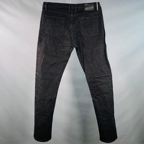 GUSTIN Size 40 151 Black Cotton Selvedge Twill Straight Jeans