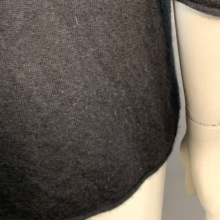 THE ROW Size L Black Cashmere Silk 3/4 Sleeves Scoop Neck Pullover