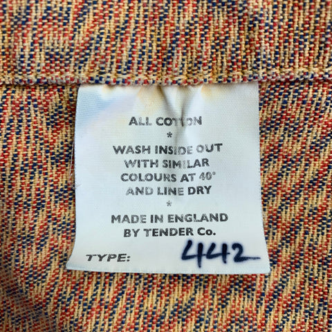 TENDER CO. Size XL Orange Navy Yellow Zig Zag Cotton Long Sleeve Shirt