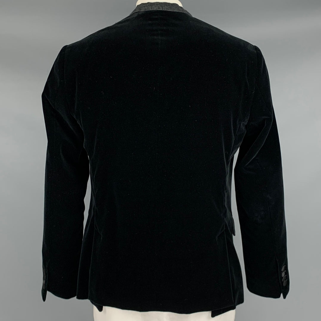 DOLCE & GABBANA Size 42 Black Velvet Cotton Silk Peak Lapel Sport Coat