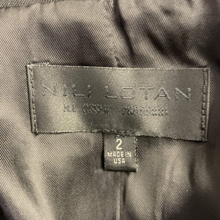 NILI LOTAN Size 2 Black Grey Polyester Blend Pinstripe Peak Lapel Pantsuit