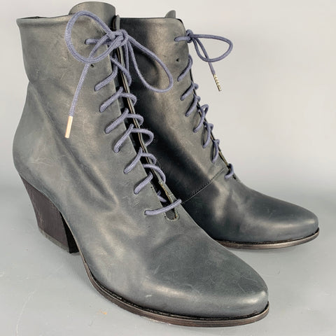 COCLICO Size 8.5 Ringo Grey Leather Lace Up Boots